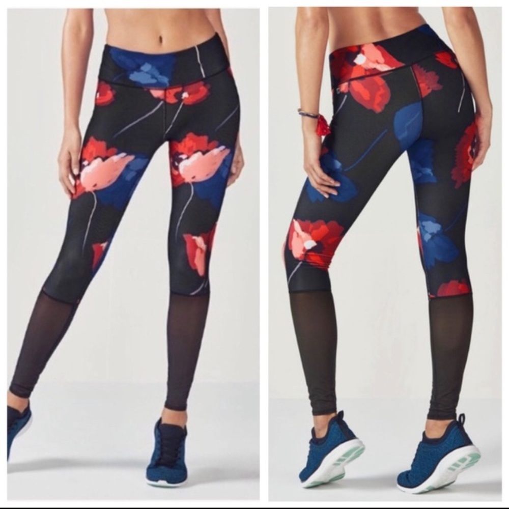 Fabletics Phillipa Leggings Floral Sheer Mesh